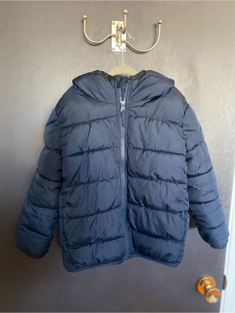 The Children's Place Navy Blue Quilted Puffer Jacket with Hood